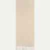 Light Beige Scarf -Velora Fashion aurelien pure cashmere scarf fringe beige1