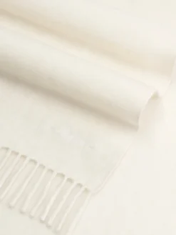 Ivory Scarf -Velora Fashion aurelien pure cashmere scarf fringe ivory2