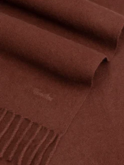 Maroon Scarf -Velora Fashion aurelien pure cashmere scarf fringe marroon2