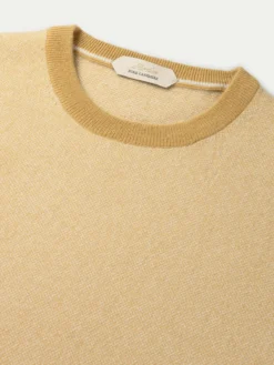 Mustard Jacquard Crew -Velora Fashion aurelien pure cashmere waffle knit crew round neck sweater mustard2