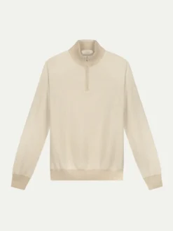 Light Beige Jacquard Zipper Sweater