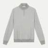 Light Grey Jacquard Zipper Sweater -Velora Fashion aurelien pure cashmere waffle knit zip up sweater light grey1