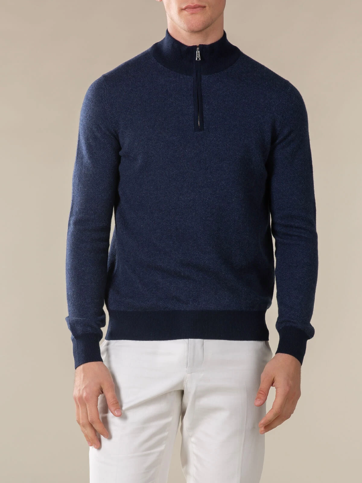 Navy Jacquard Zipper Sweater 4 Navy Jacquard Zipper Sweater - Image 2