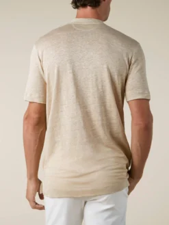 Beige Linen City T-shirt -Velora Fashion aurelien t shirt men linen heren linnen beige12