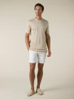 Beige Linen City T-shirt -Velora Fashion aurelien t shirt men linen heren linnen beige13