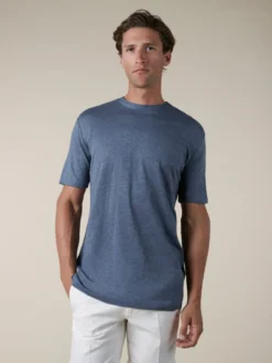 Steel Blue Linen City T-shirt -Velora Fashion aurelien t shirt men linen heren linnen steel blue2 6