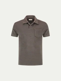 Ash Grey Terry Towelling Polo Shirt