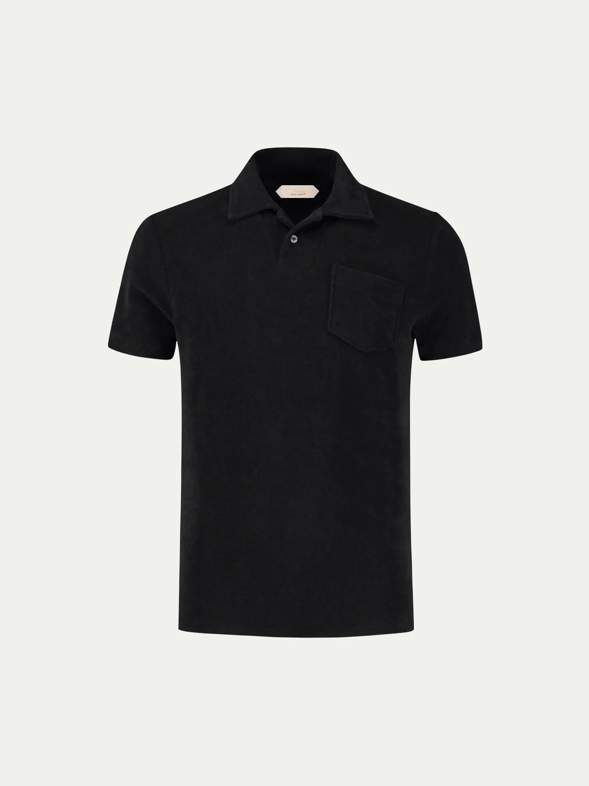 Black Terry Towelling Polo Shirt 3 Black Terry Towelling Polo Shirt