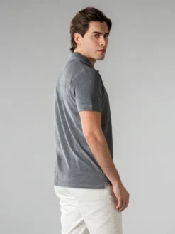 Dark Grey Terry Towelling Polo Shirt -Velora Fashion aurelien terry towelling polo men badstof poloshirt heren darkgrey4