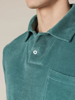 Emerald Terry Towelling Polo Shirt -Velora Fashion aurelien terry towelling polo men badstof poloshirt heren emerald2 scaled