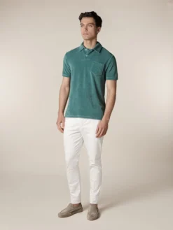 Emerald Terry Towelling Polo Shirt -Velora Fashion aurelien terry towelling polo men badstof poloshirt heren emerald4 scaled