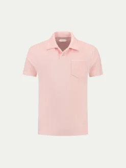 Soft Pink Terry Towelling Polo Shirt