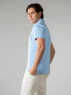 Light Blue Terry Towelling Polo Shirt 11 Light Blue Terry Towelling Polo Shirt -Velora Fashion aurelien terry towelling polo men badstof poloshirt heren lightblue4