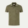 Olive Terry Towelling Polo Shirt -Velora Fashion aurelien terry towelling polo men badstof poloshirt heren olive4