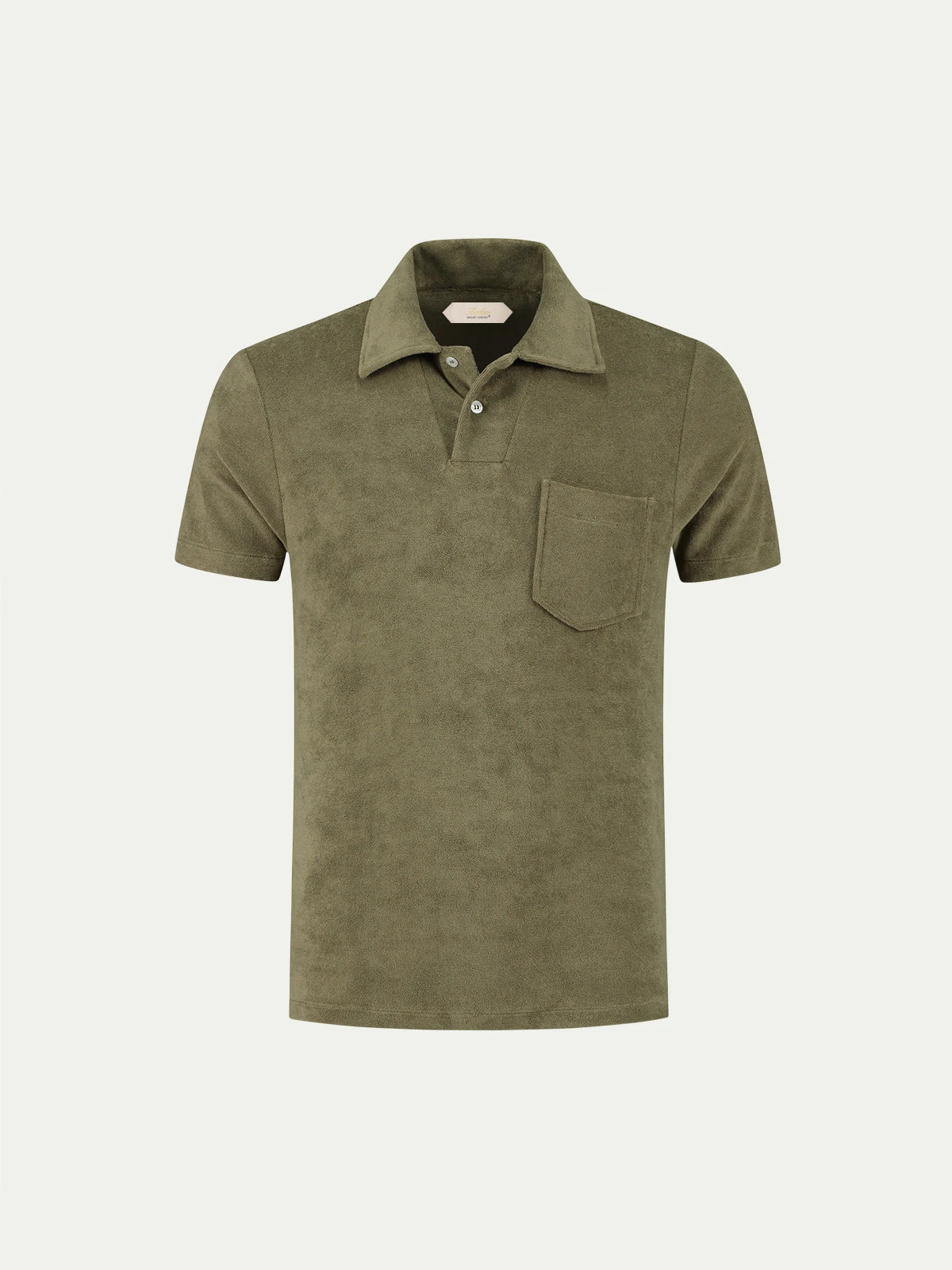Olive Terry Towelling Polo Shirt 3 Olive Terry Towelling Polo Shirt