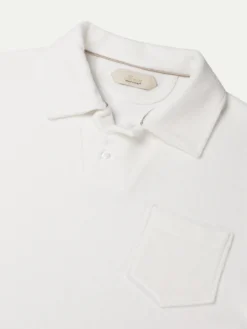 White Terry Towelling Polo Shirt -Velora Fashion aurelien terry towelling polo men badstof poloshirt heren white2