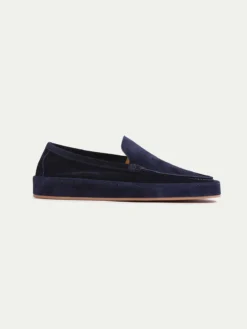 Navy Voyager Loafer -Velora Fashion aurelien voyager slip on loafer suede navy1